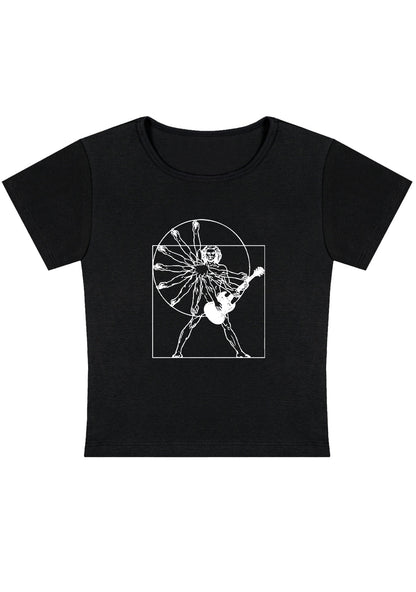 Vitruvian Man Guitar Y2K Baby Tee