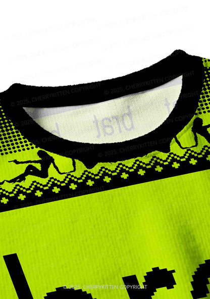 Green Brat Y2K Christmas Crop Knit Sweatshirt Cherrykitten