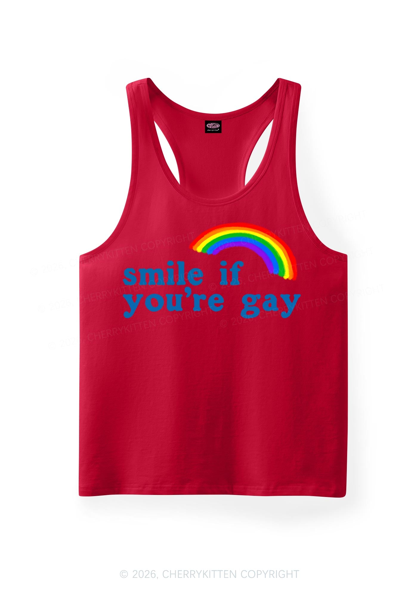 Smile If You Are Gay Pride Y2K Men Racerback Tank Top Cherrykitten