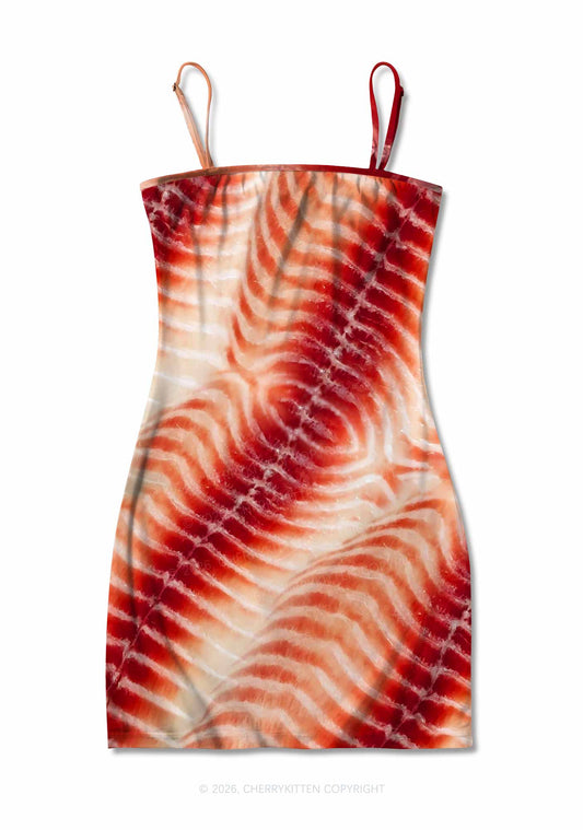 Pork Belly Texture Y2K Print Slip Dress Cherrykitten