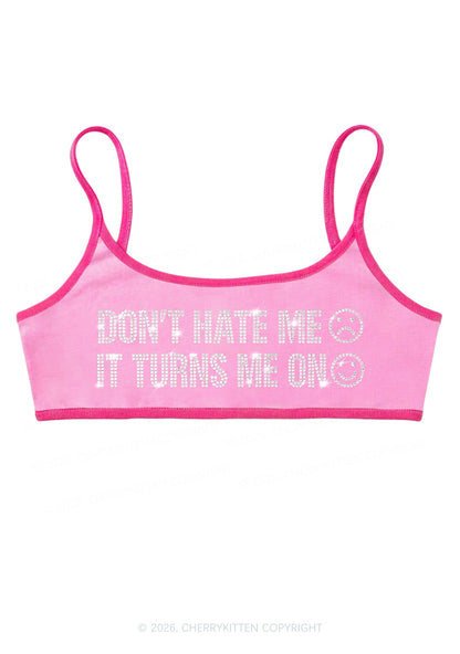 Rhinestone Dont Hate Me Y2K Super Crop Cami Cherrykitten