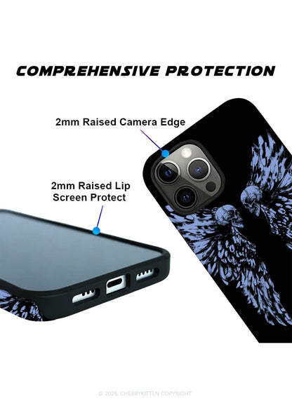 Halloween Blue Skull Angel Wings Y2K Phone Case Cherrykitten