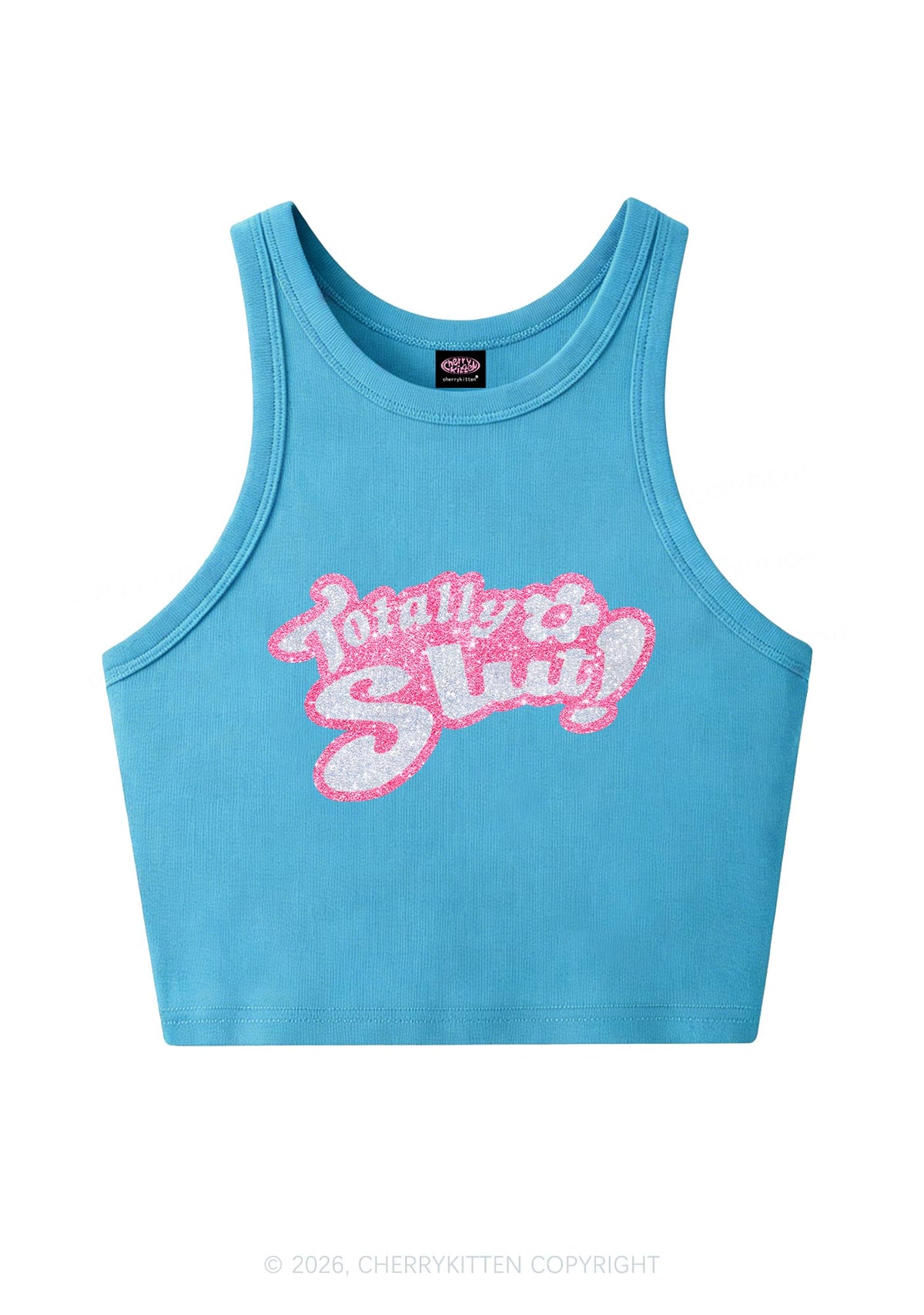 Glitter Totally Slxt Y2K Crop Tank Top Cherrykitten