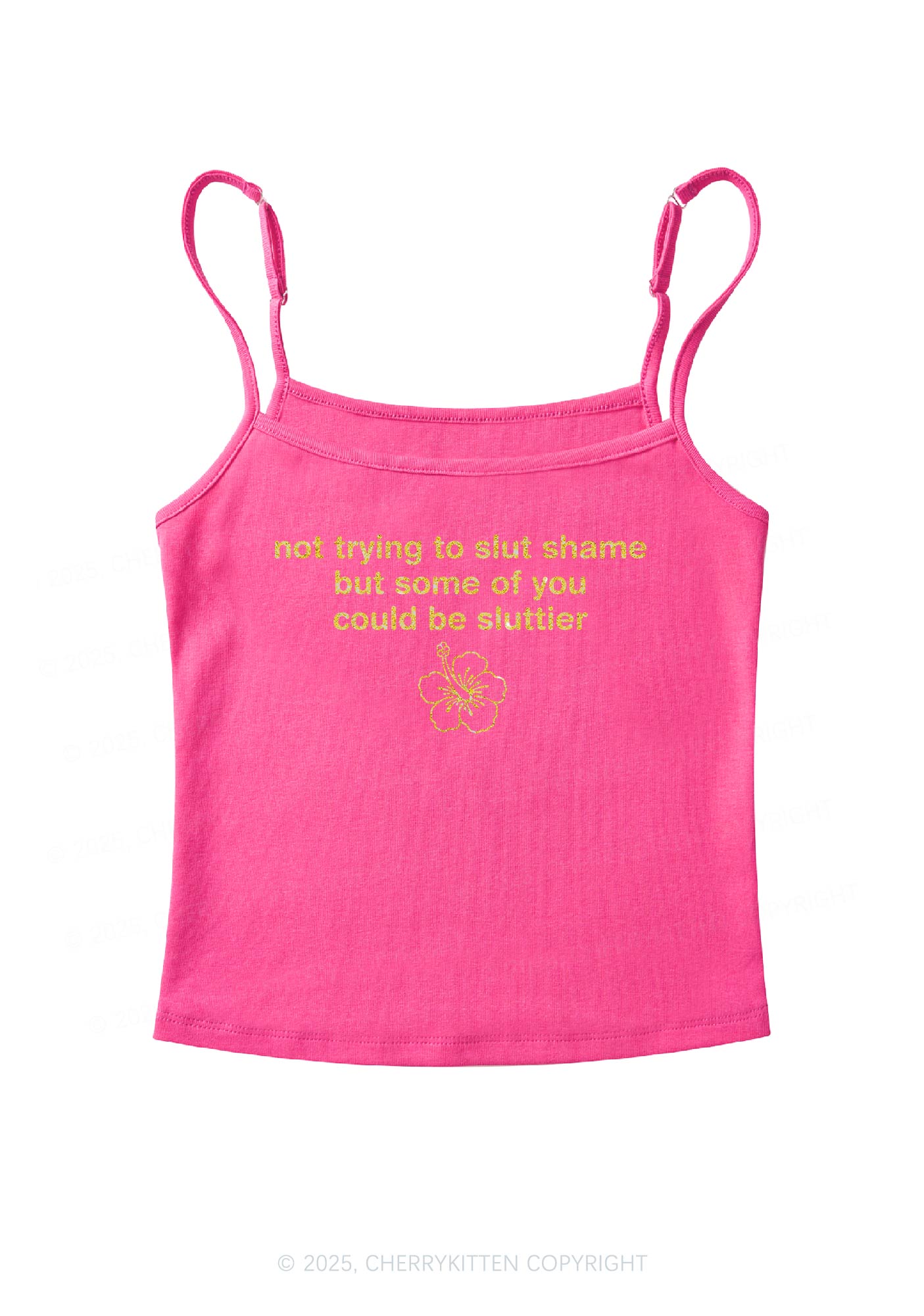 Glitter Not Trying To Slxt Shame Y2K Spaghetti Strap Cami Cherrykitten