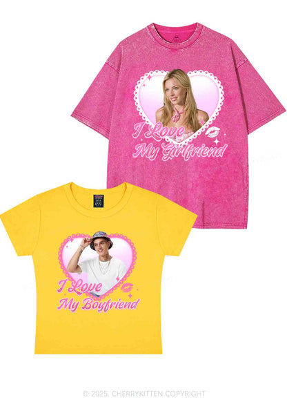 Custom Love My GF BF Photo Y2K Valentine's Day Couple Shirt Cherrykitten