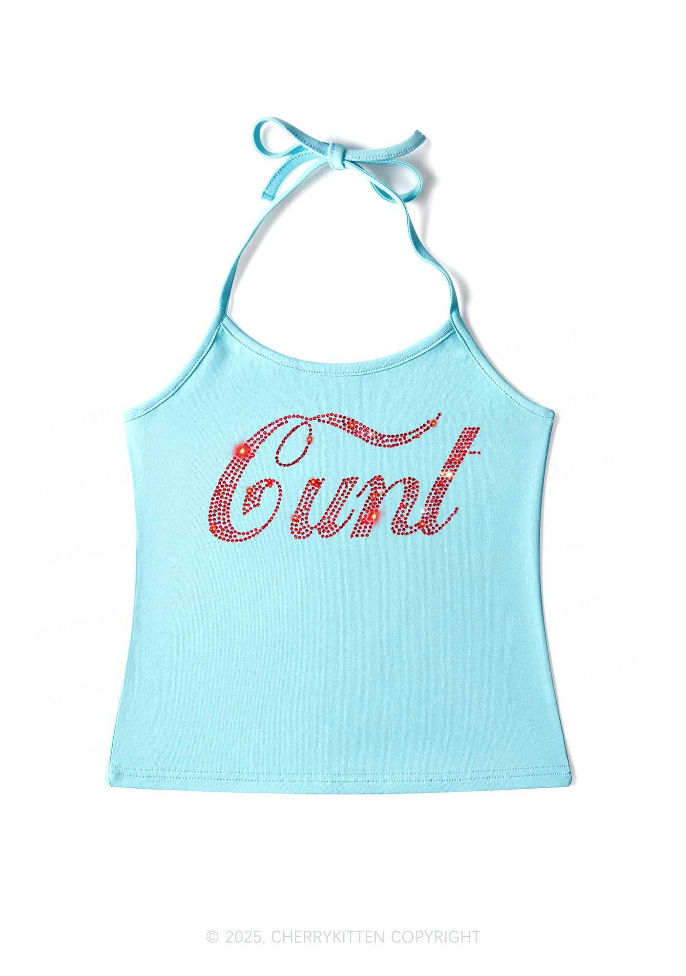 Rhinestone Special Cxxt Y2K Halter Neck Cami Cherrykitten