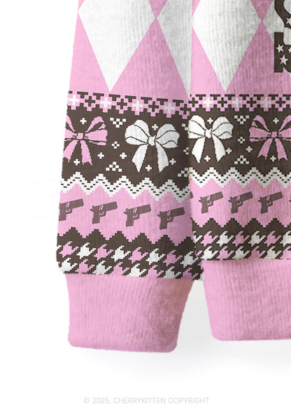 Cunting Season Y2K Christmas Cardigan Knit Sweatshirt Cherrykitten