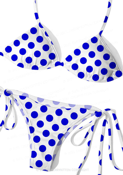 Blue Dotty Y2K Print Bikini Set Cherrykitten