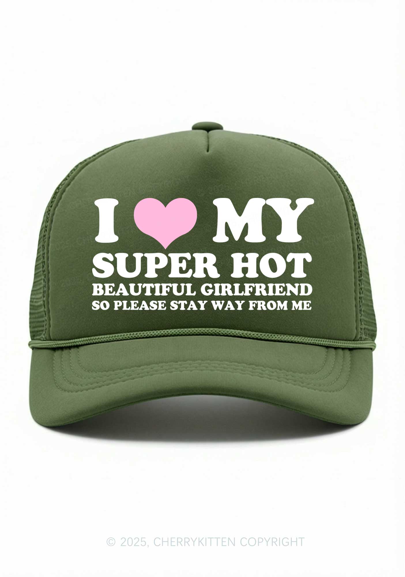 Love My Super Hot GF Valentine's Day Y2K Trucker Hat Cherrykitten