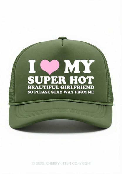 Love My Super Hot GF Valentine's Day Y2K Trucker Hat Cherrykitten