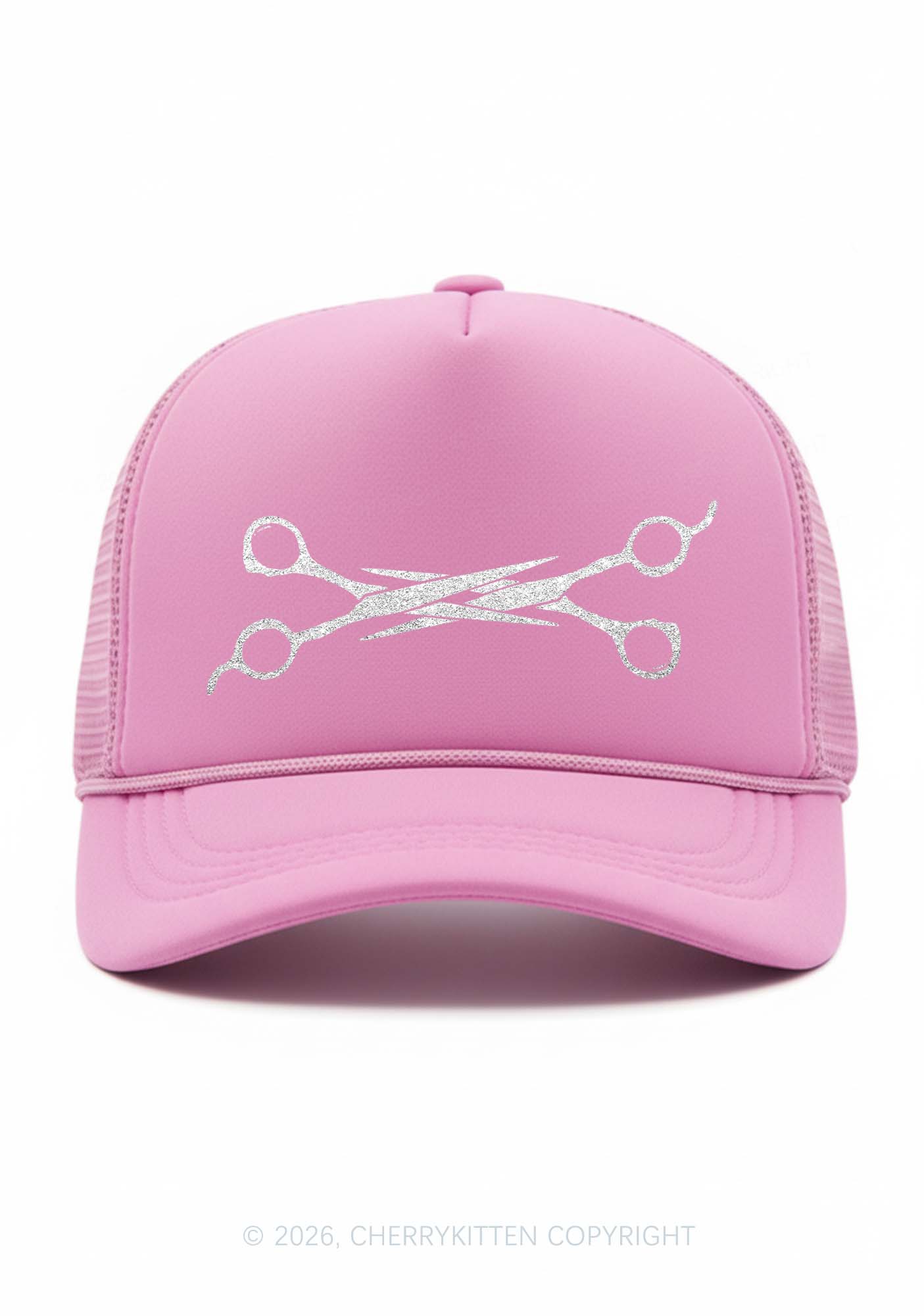 Glitter Pink Scissors Pride Y2K Trucker Hat Cherrykitten