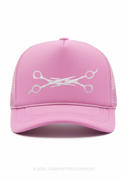 Glitter Pink Scissors Pride Y2K Trucker Hat Cherrykitten