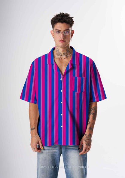 Bisexual Flag Pride Y2K Print Hawaiian Shirt Cherrykitten