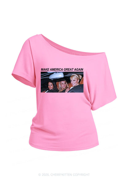 Make America Great Again Y2K Off Shoulder Tee Cherrykitten
