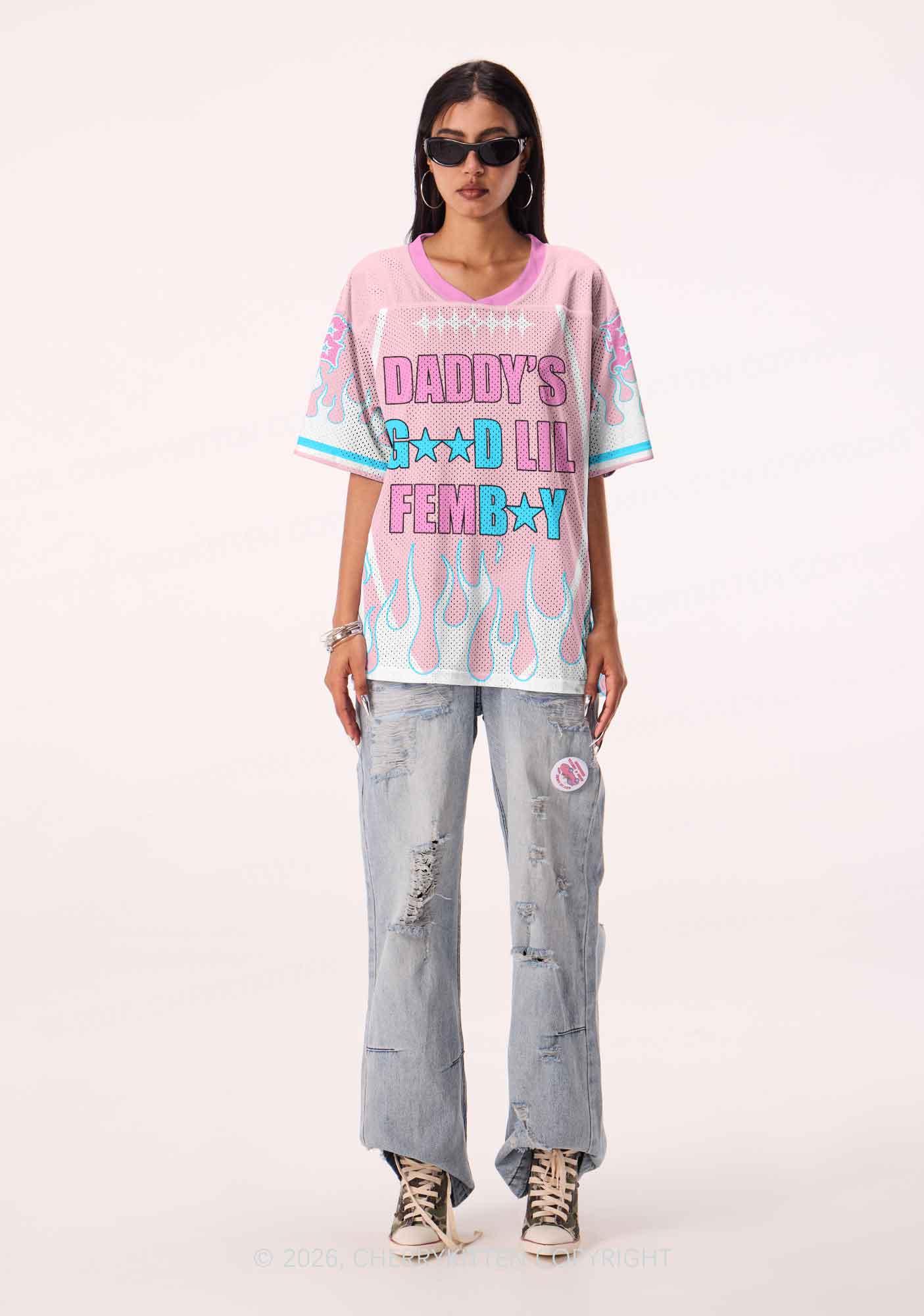 Daddys Good Lil Femboy Pride Y2K Sport Jersey Shirts Cherrykitten