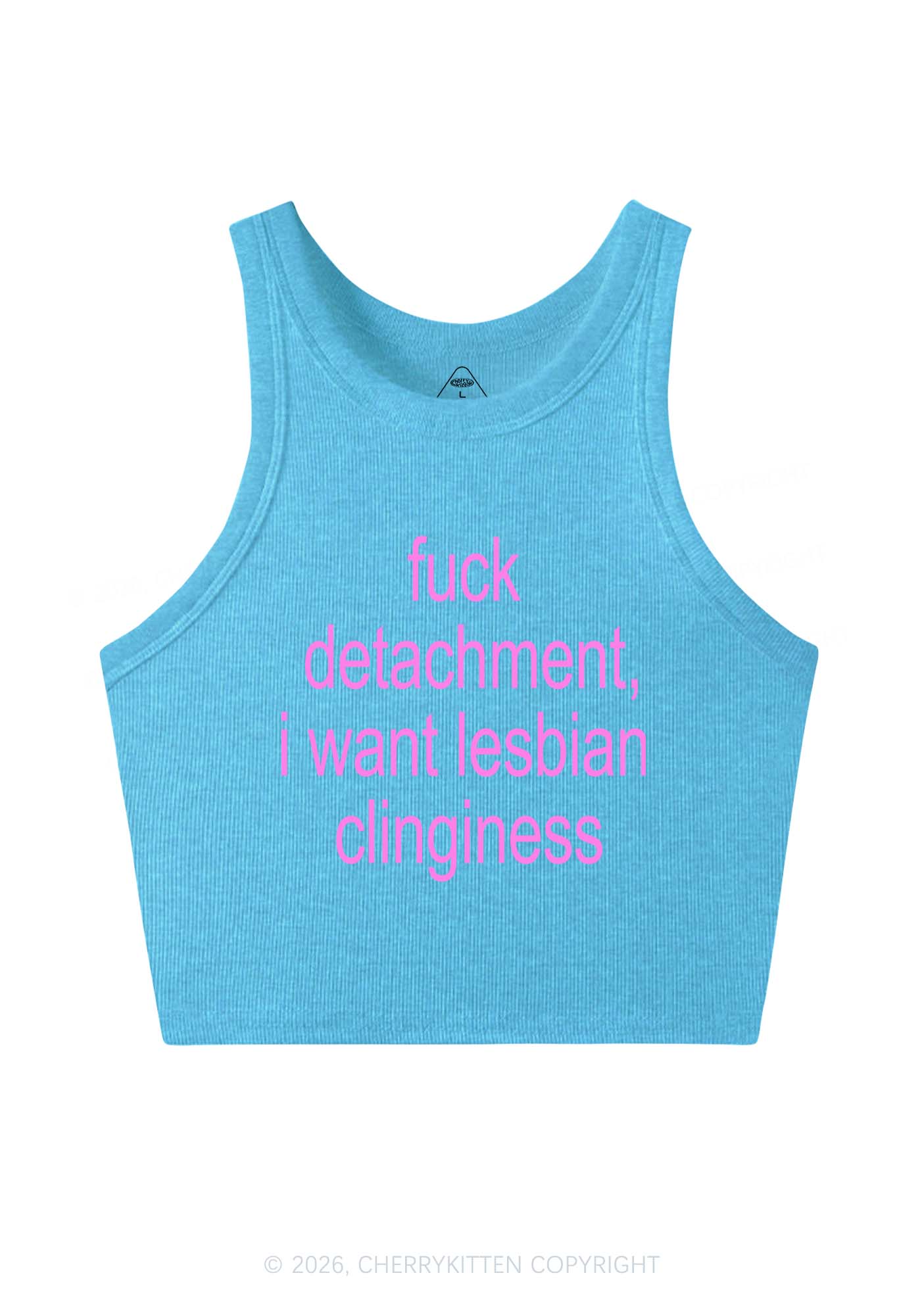 I Want Lesbian Clinginess Pride Y2K Crop Tank Top Cherrykitten