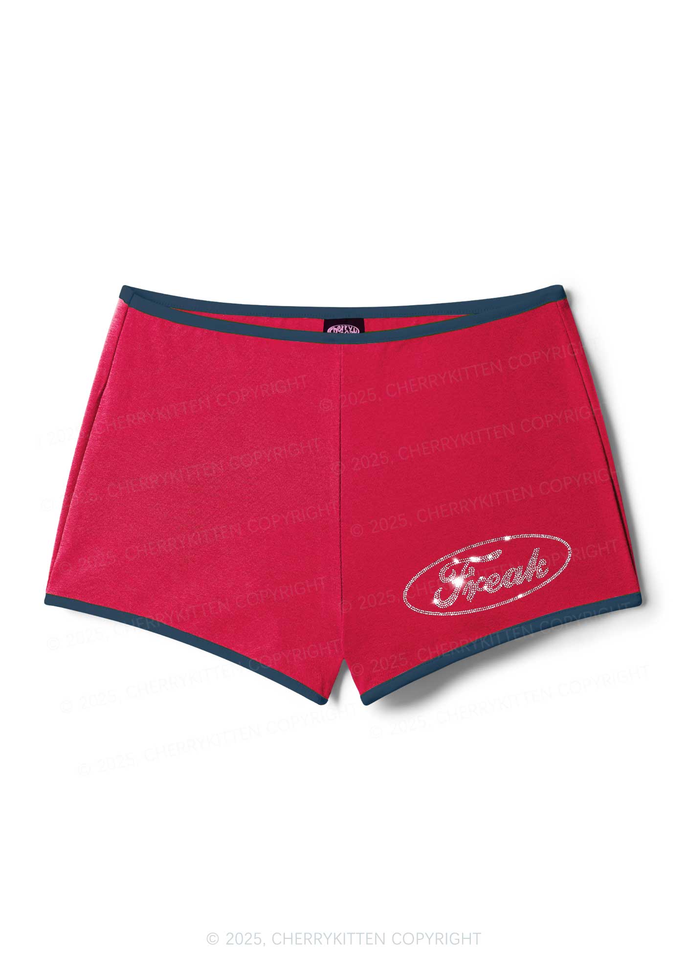 Rhinestone Mini Oval Freak Y2K Booty Shorts Cherrykitten