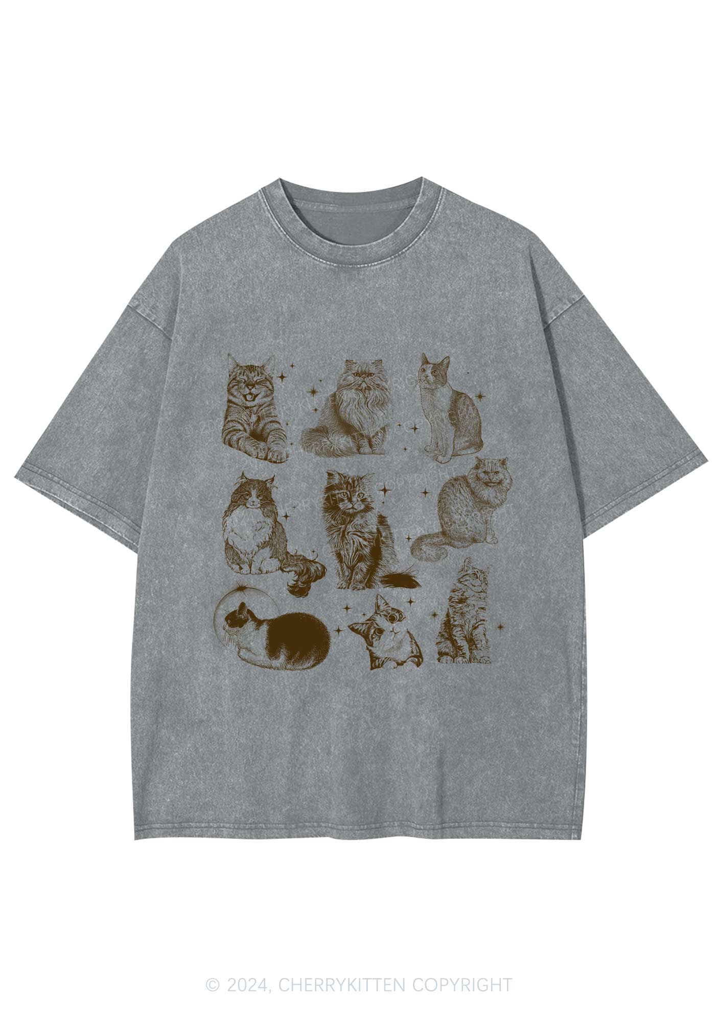Retro Kitten Y2K Washed Tee Cherrykitten