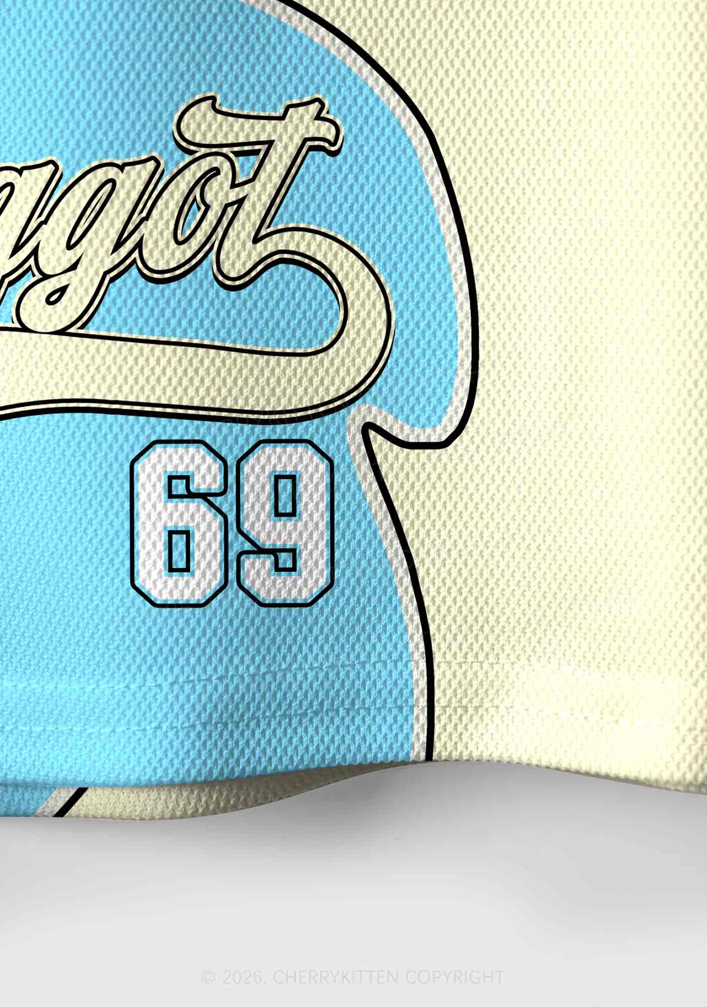 Light Blue Faggot Pride Y2K Crop Sport Jersey Shirts Cherrykitten