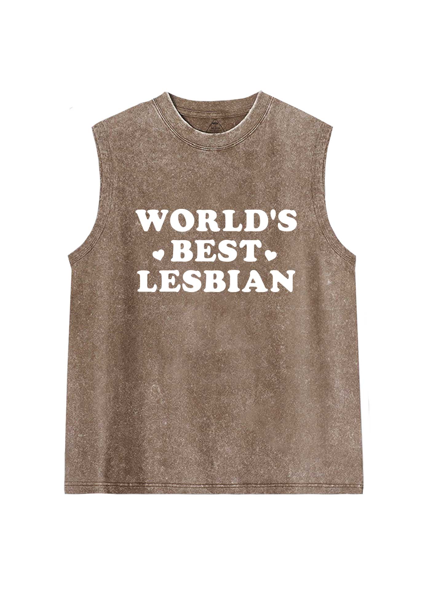 Worlds Best Lesbian Pride Y2K Washed Muscle Tank Cherrykitten