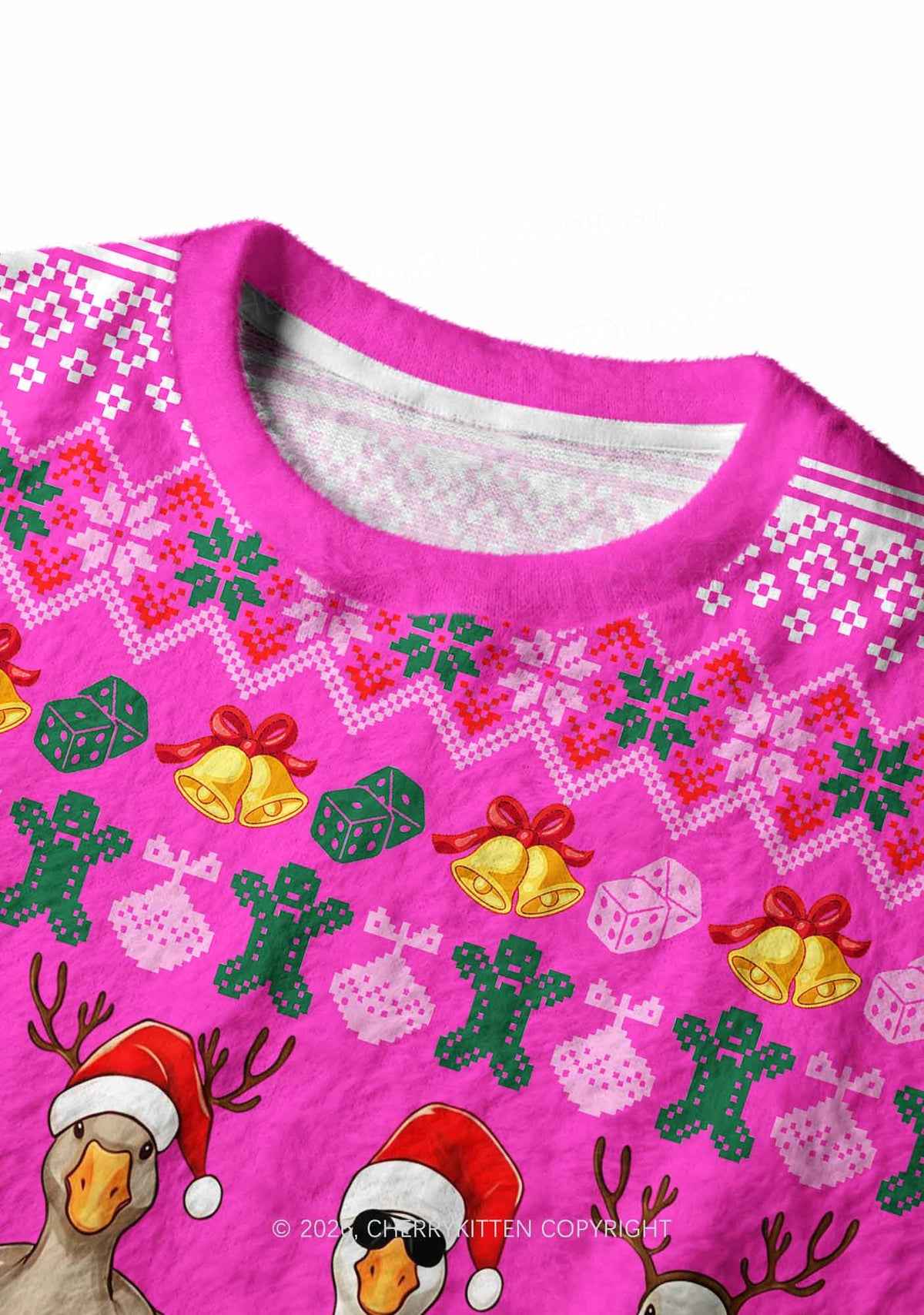 Four Christmas Ducks Y2K Knit Sweatshirt Cherrykitten