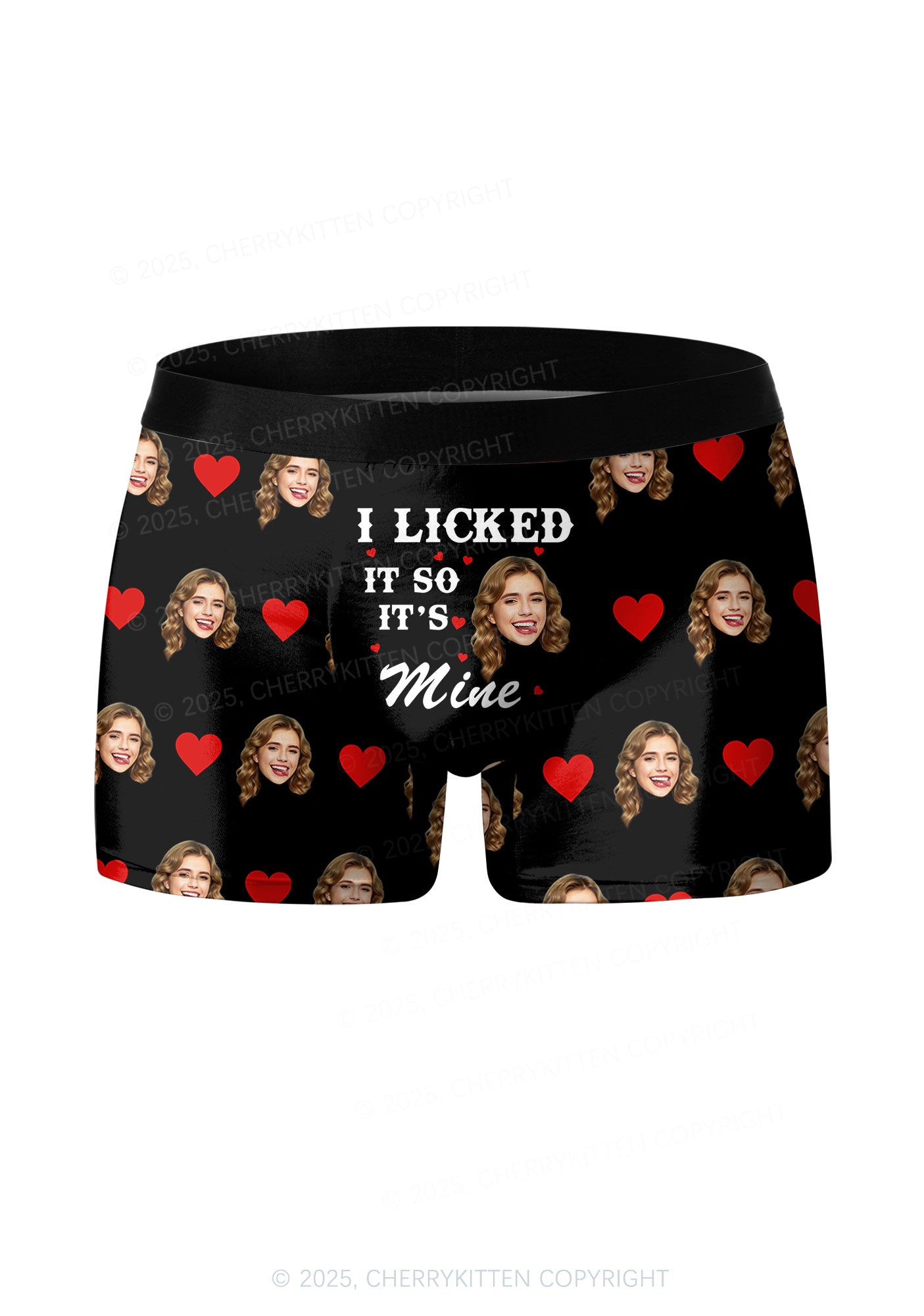 Custom Photo I Licked It Valentine's Day Y2K Print Couples Boxer Thong Set Cherrykitten