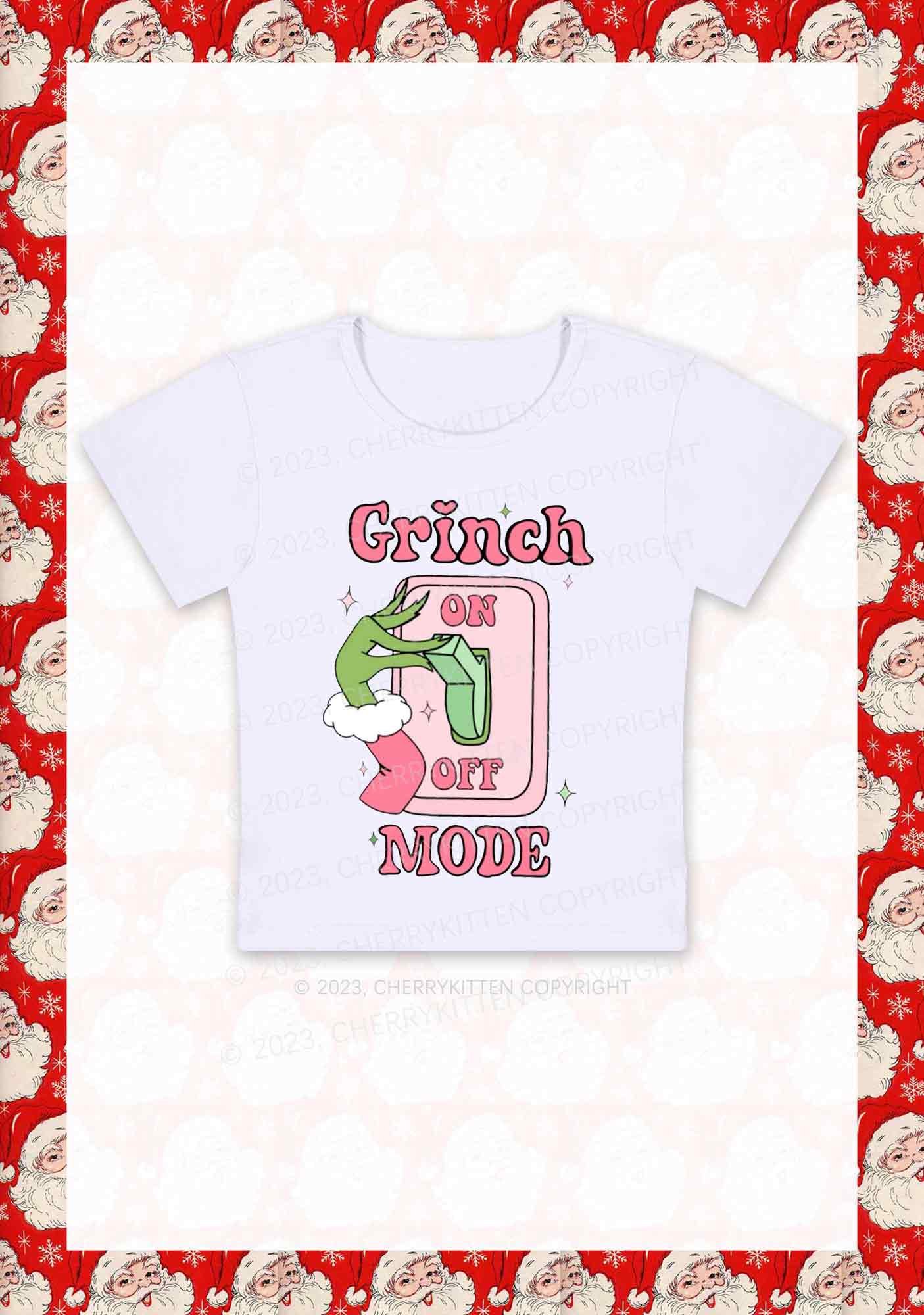 On Off Mode Christmas Y2K Baby Tee Cherrykitten