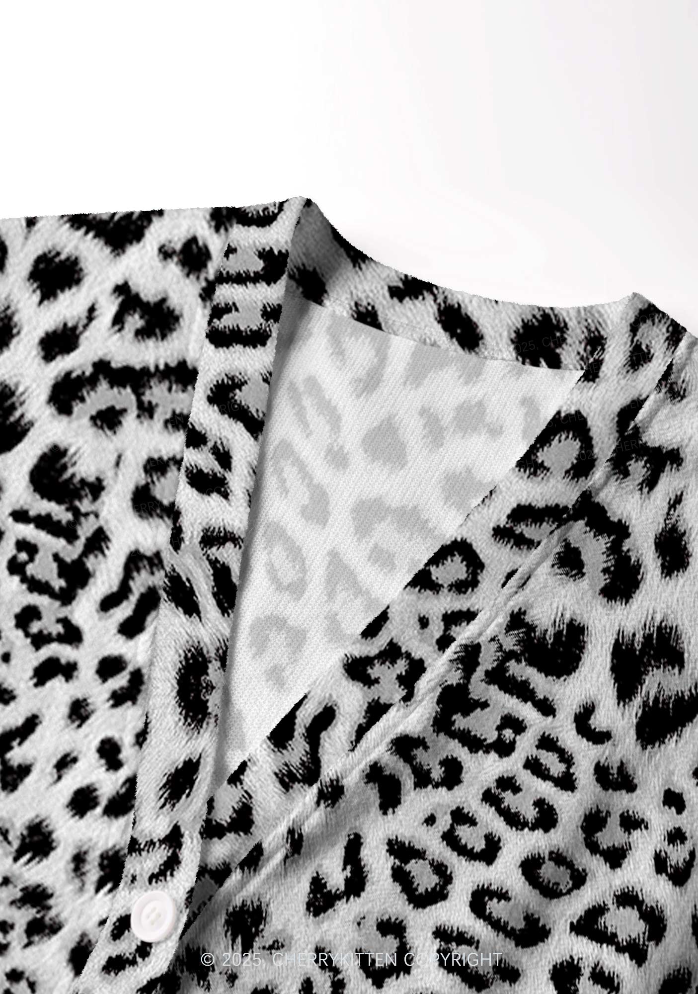 Black Leopard Y2K Christmas Cardigan Knit Sweatshirt Cherrykitten