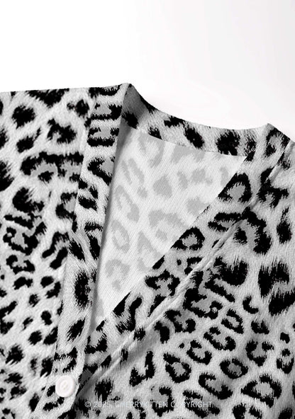 Black Leopard Y2K Christmas Cardigan Knit Sweatshirt Cherrykitten