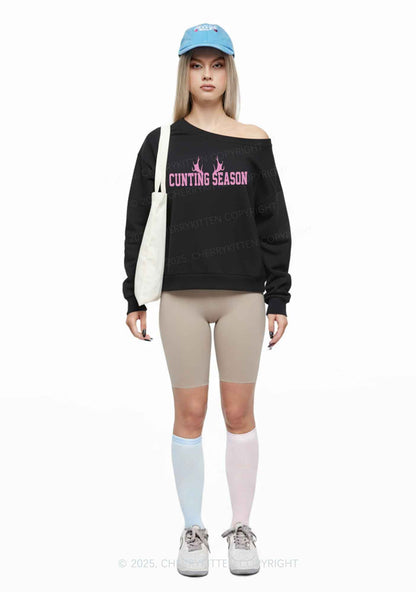 Cunting Season Y2K Off Shoulder Sweatshirts Cherrykitten