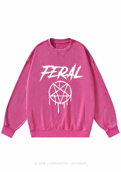Halloween Feral Y2K Washed Sweatshirts Cherrykitten