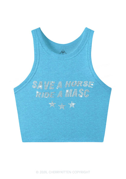 Rhinestone Ride A Masc Pride Y2K Crop Tank Top Cherrykitten
