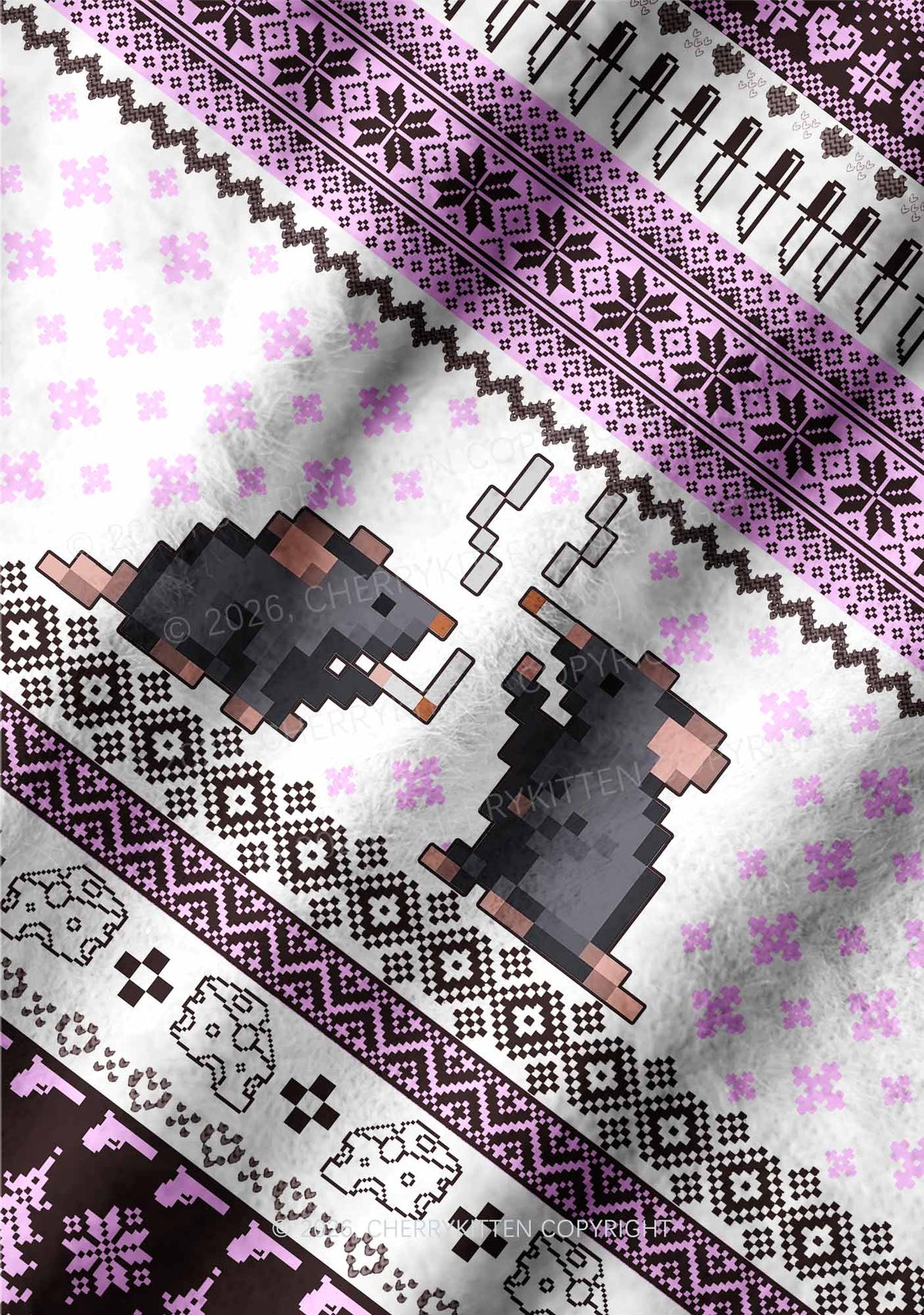Pixel Smoking Rats Y2K Pet Knit Sweatshirt Cherrykitten