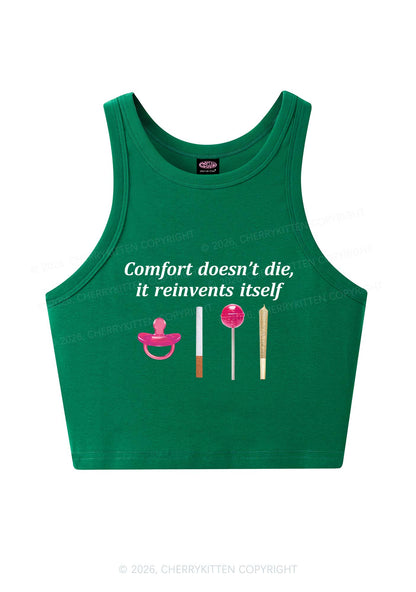 Comfort Doesnt Die Y2K Crop Tank Top Cherrykitten