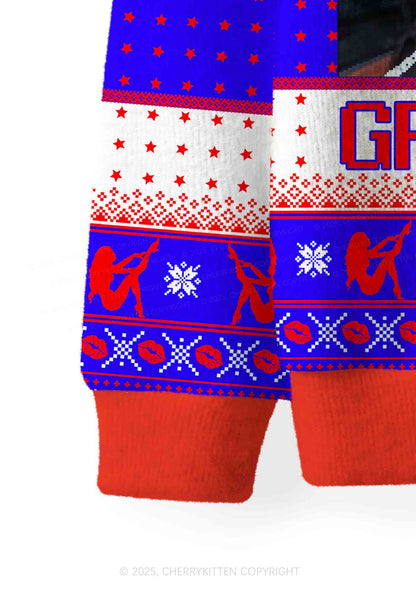 Make America Great Again Y2K Christmas Cardigan Knit Sweatshirt Cherrykitten