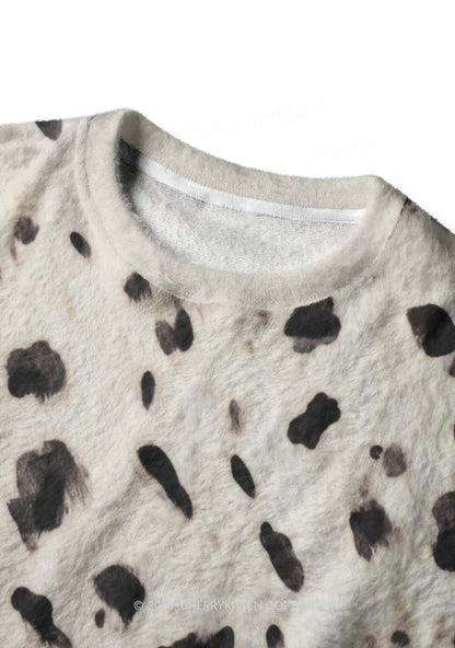 Cow Dots Y2K Knit Sweatshirt Cherrykitten