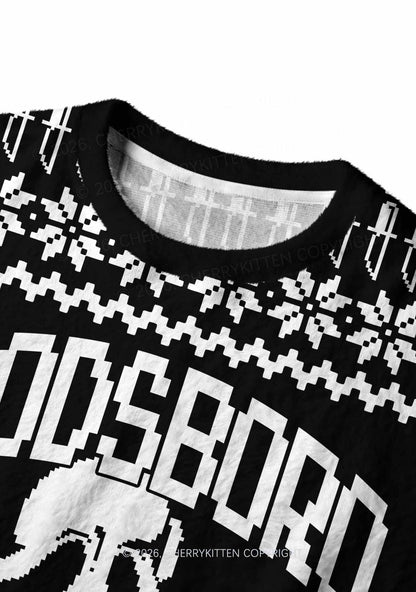 Halloween Black Horror Club Y2K Christmas Knit Sweatshirt Cherrykitten