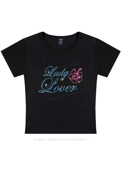 Rhinestone Lady Lover Pride Y2K Baby Tee Cherrykitten
