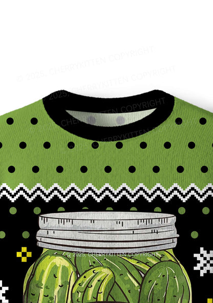 Green Pickle Slxt Y2K Christmas Knit Sweatshirt Cherrykitten
