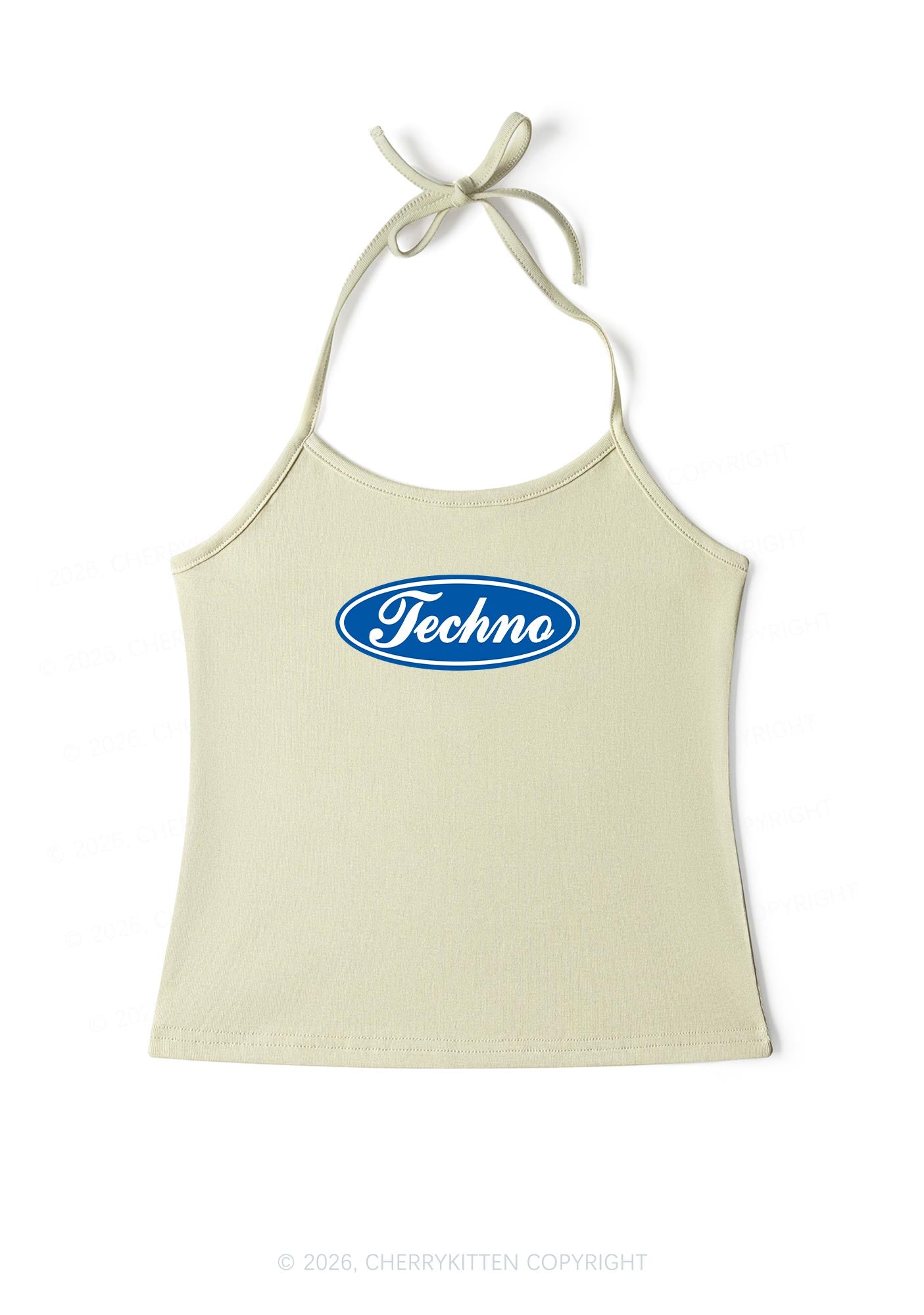 Oval Techno Y2K Halter Neck Cami Cherrykitten