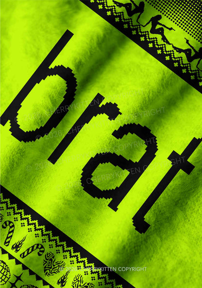 Green Brat Y2K Pet Knit Sweatshirt Cherrykitten