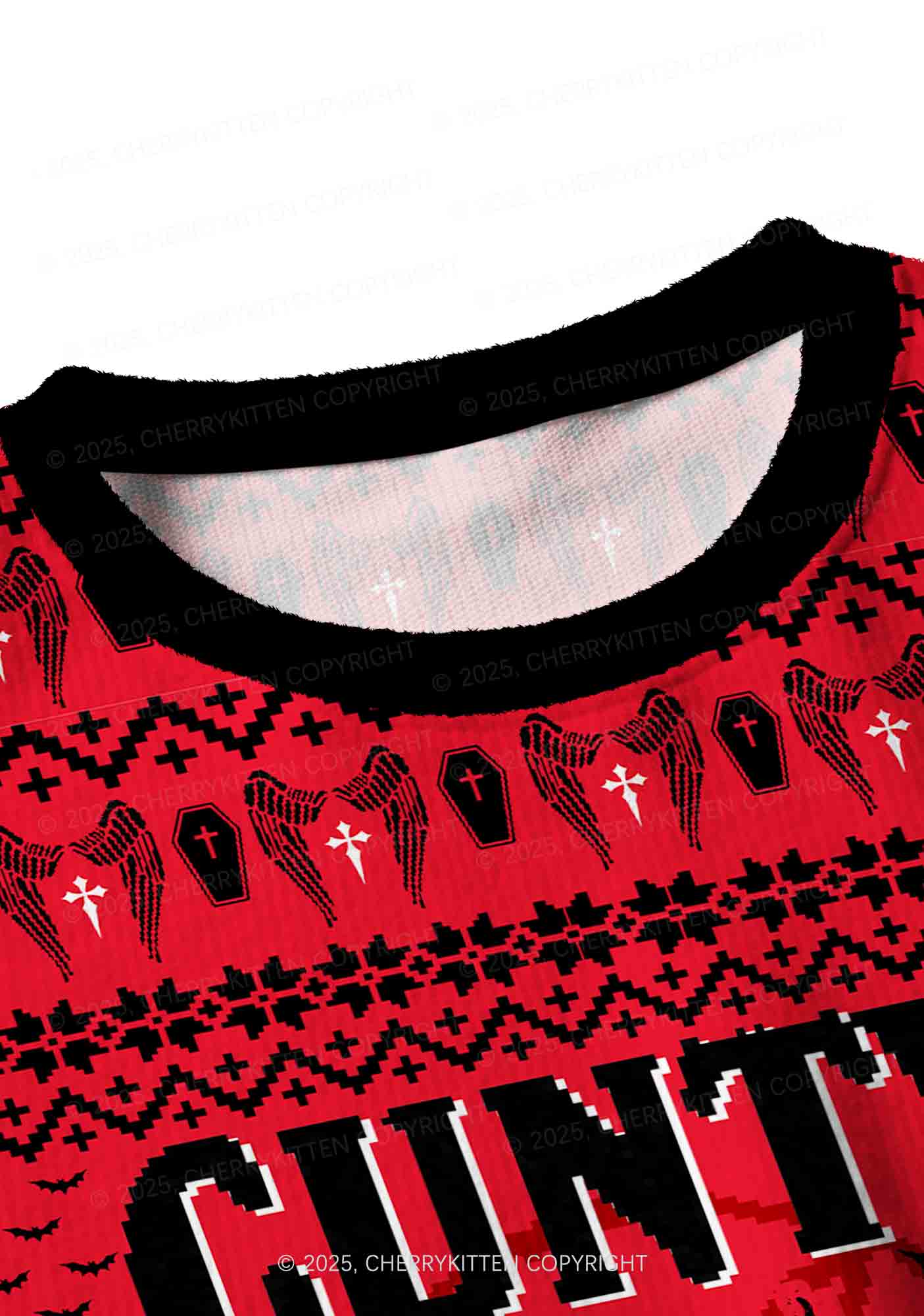 Cuntry Angle Y2K Christmas Crop Knit Sweatshirt Cherrykitten
