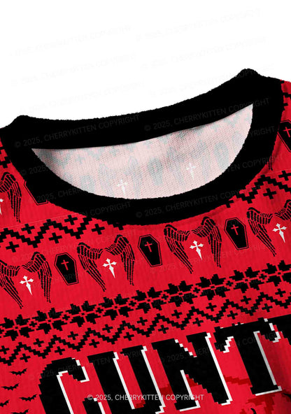 Cuntry Angle Y2K Christmas Crop Knit Sweatshirt Cherrykitten