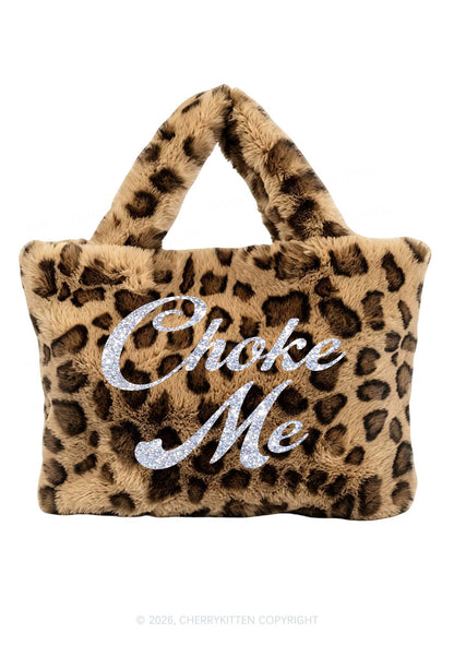 Glitter Choke Me Y2K Plush Leopard Handbag Cherrykitten