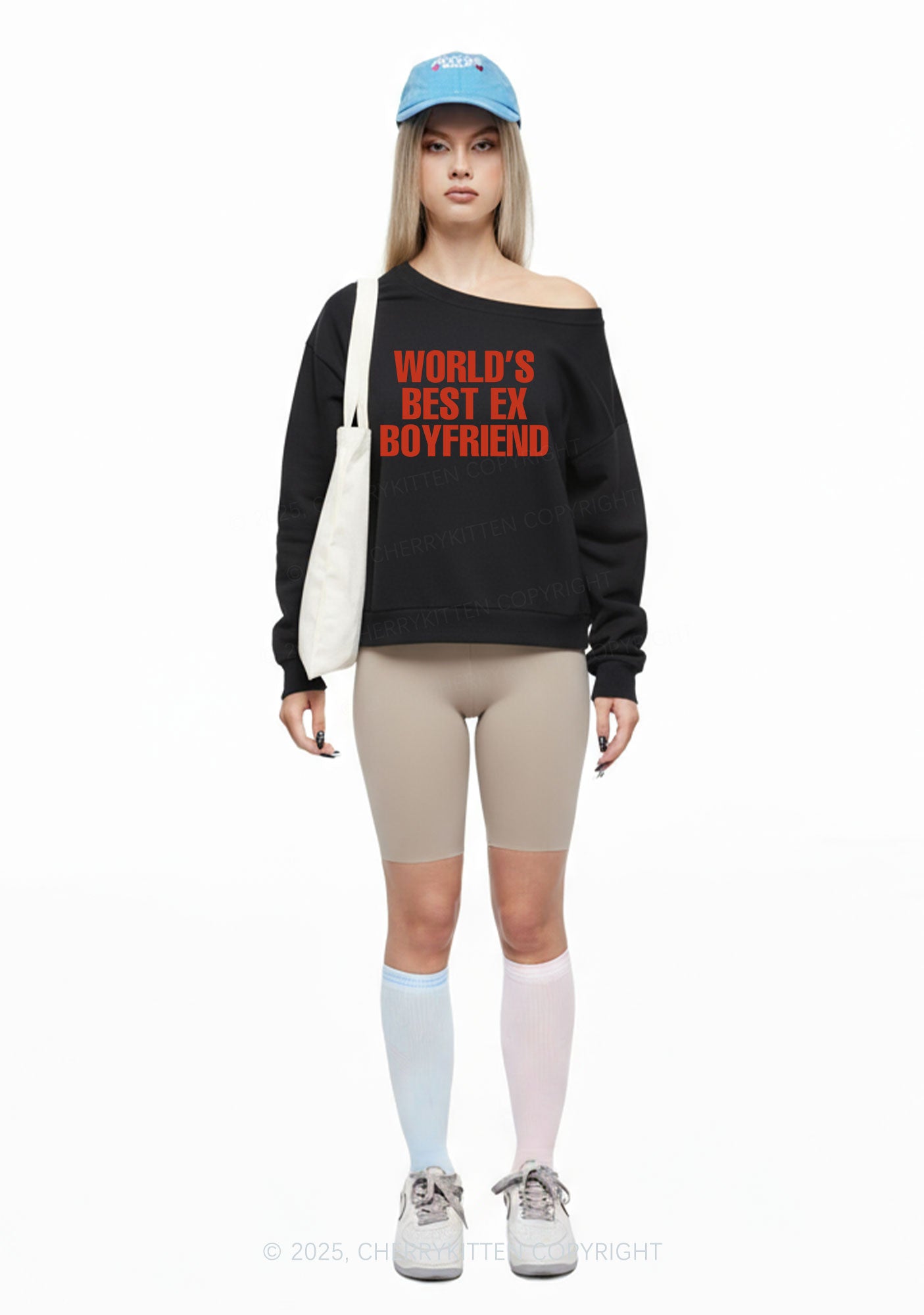 Best Ex Boyfriend Y2K Off Shoulder Sweatshirts Cherrykitten