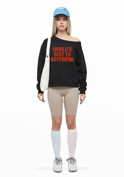 Best Ex Boyfriend Y2K Off Shoulder Sweatshirts Cherrykitten