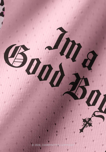 I Am A Good Boy Y2K Crop Football Jersey Shirts Cherrykitten