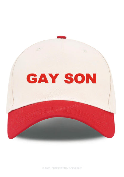 Embroidered Gay Son Pride Y2K Color Block Baseball Cap Cherrykitten
