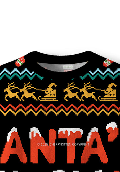 Santas Lil Slxt Y2K Christmas Knit Sweatshirt Cherrykitten