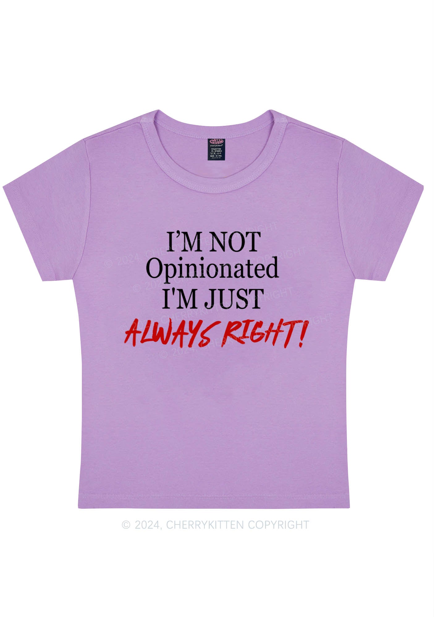 Curvy I'm Just Always Right Y2K Baby Tee Cherrykitten